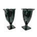 2 LE Smith Art Deco Trophy Vases Black Milk Glass Loving Cup Dancing Nymphs