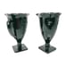 2 LE Smith Art Deco Trophy Vases Black Milk Glass Loving Cup Dancing Nymphs