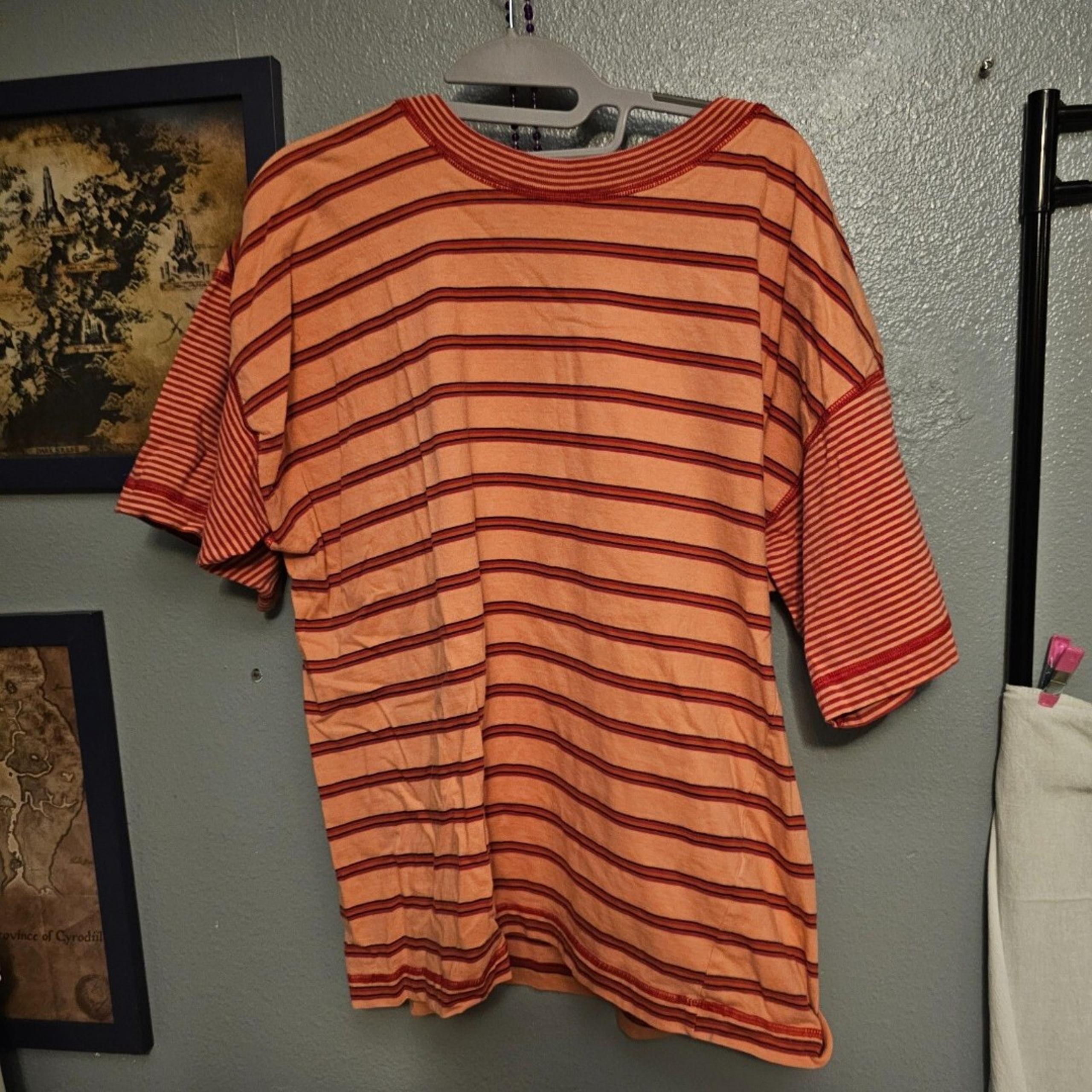 Vintage Generra Shirt Striped Surf Orange and Red Stripes Medium