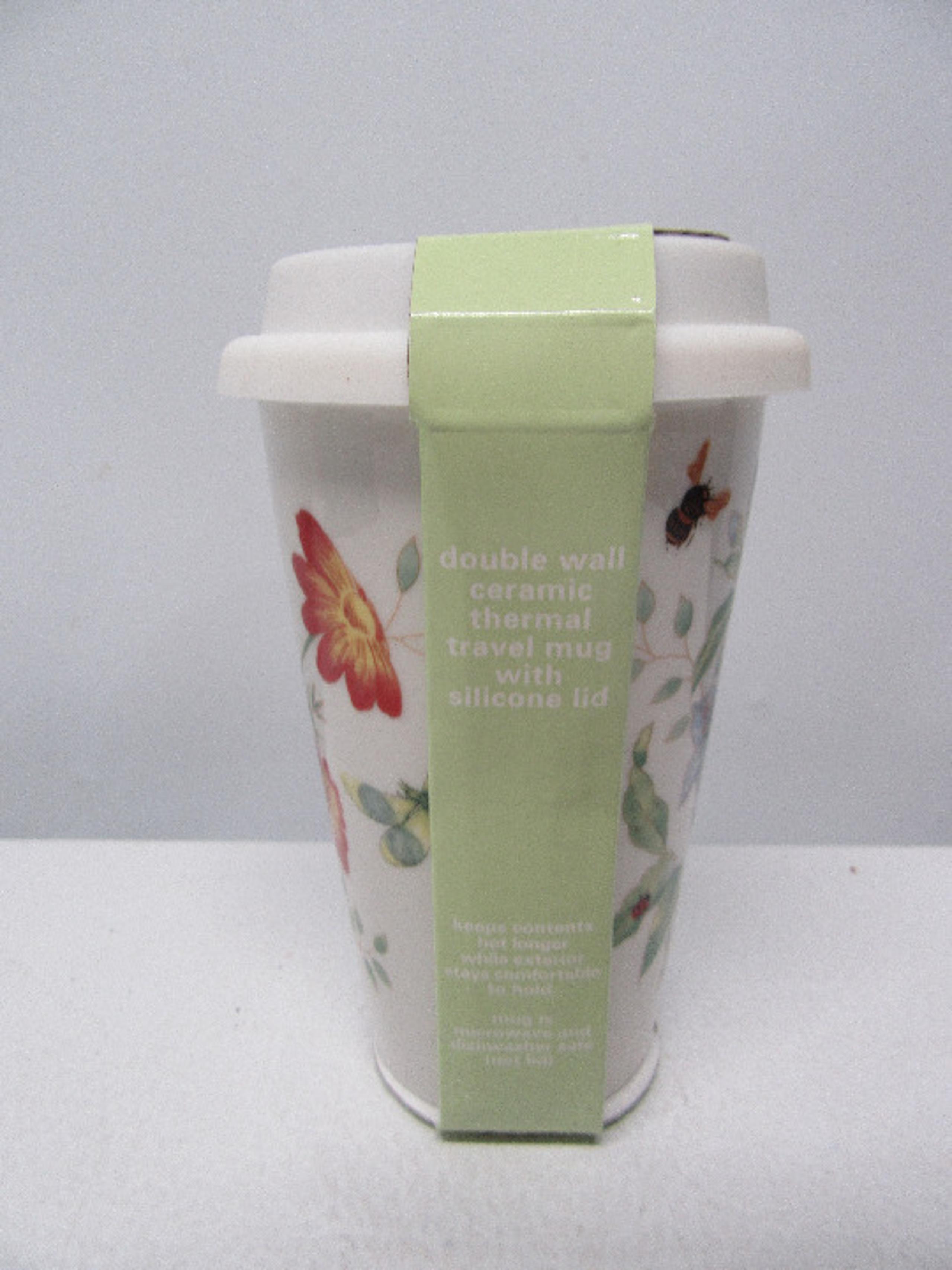 NWT! Lenox Butterfly Meadow Ceramic Thermal Travel Cup with Lid - 10fl.oz