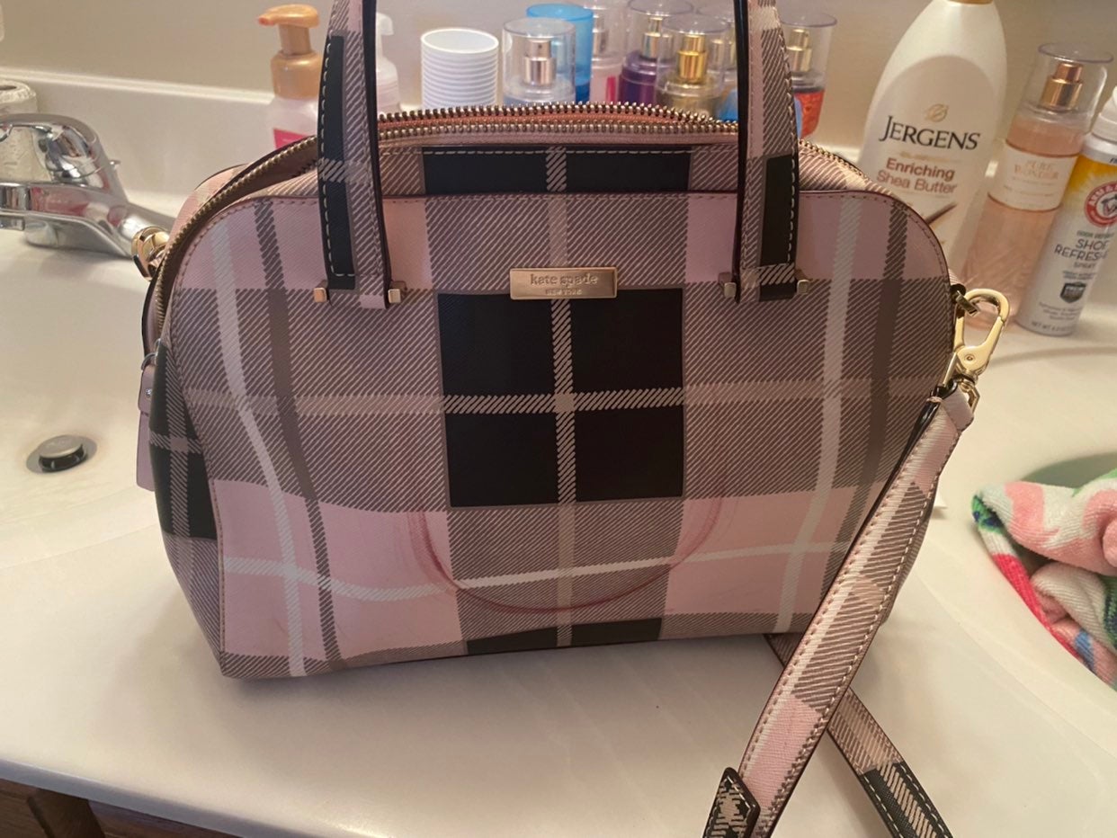 kate spade pink plaid purse
