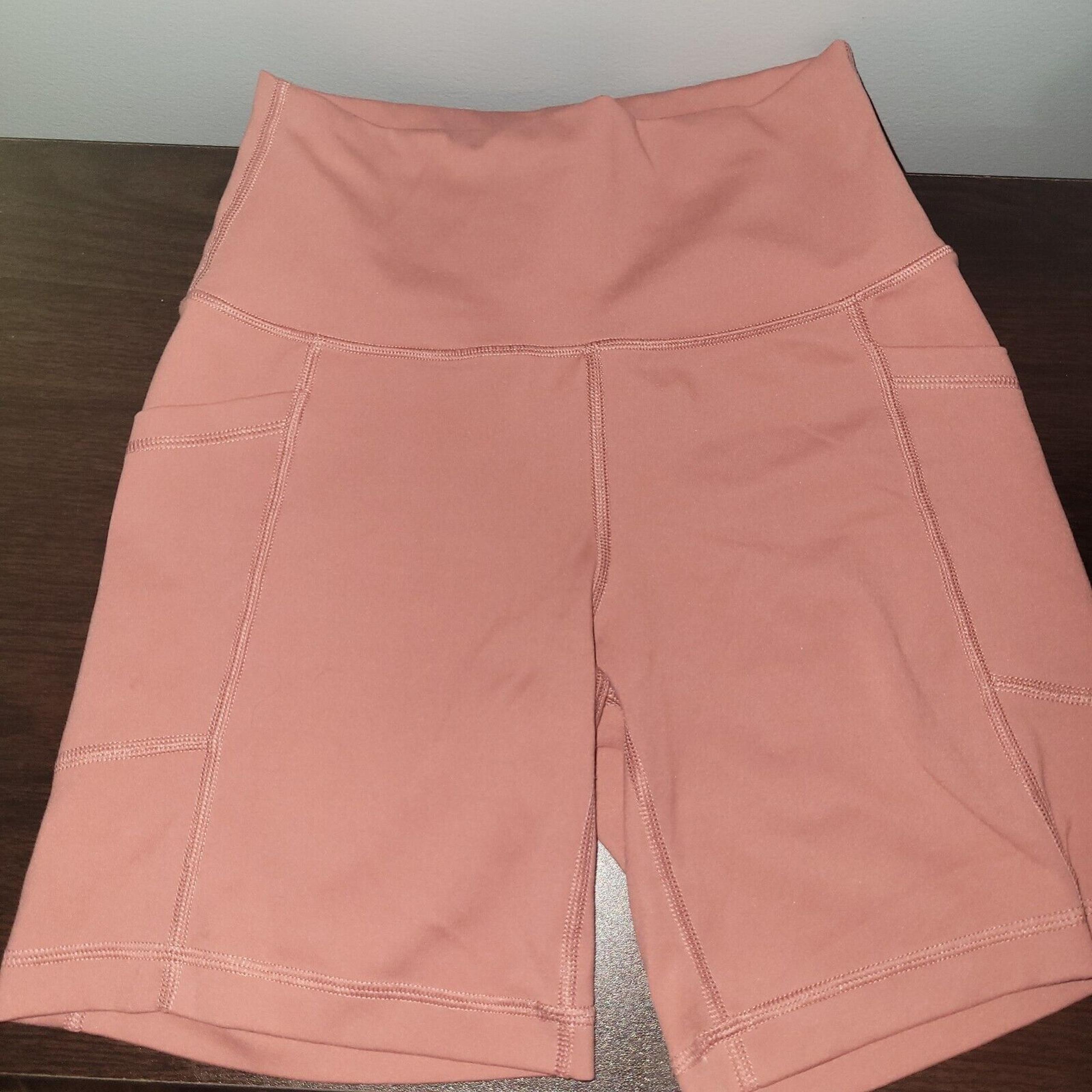 Yogalicious Lux Biker Style Shorts with Pocket Women's Rose Activewear Shorts Sm