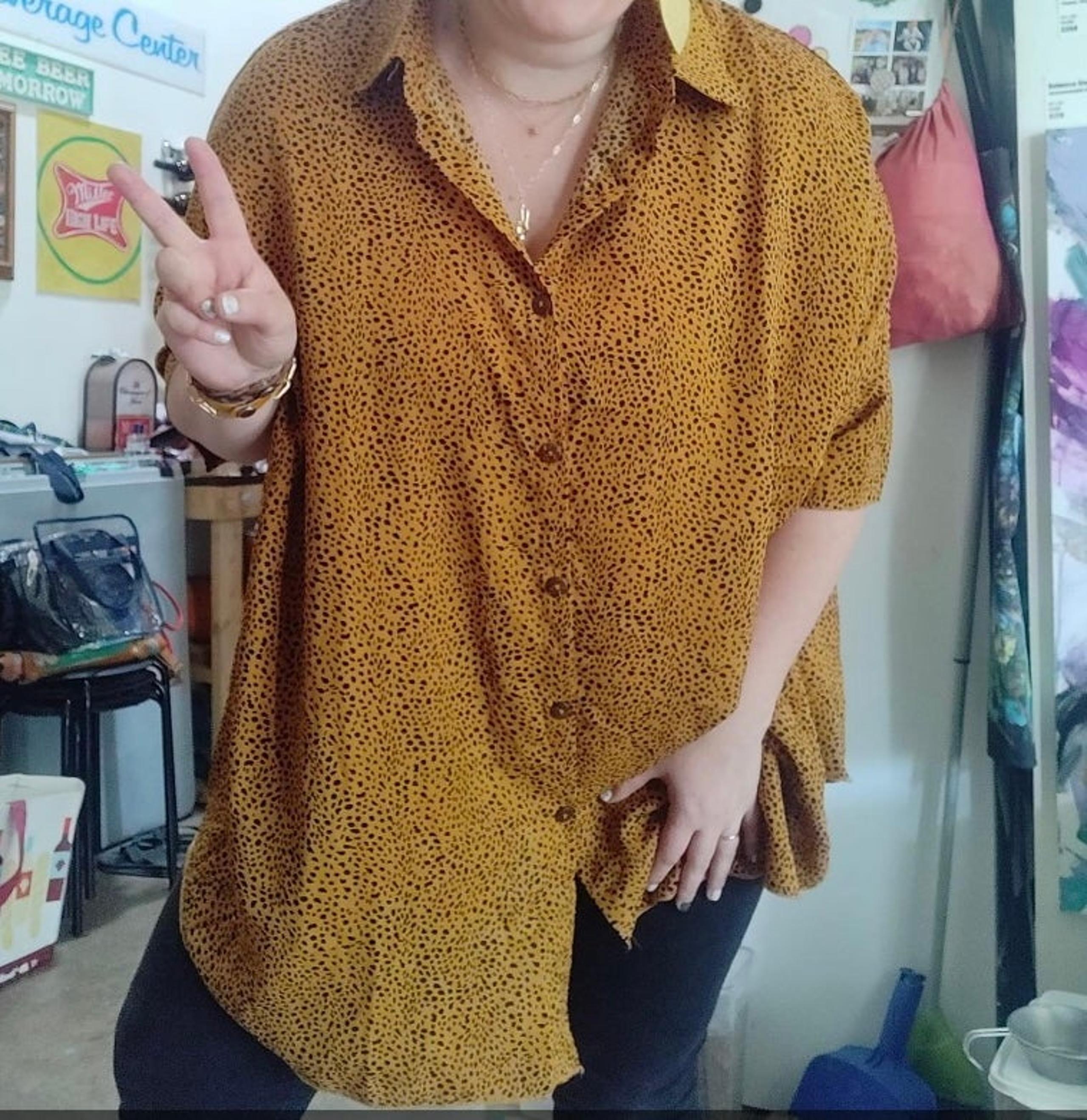 Brand New! Easel Crepe Tunic Blouse - Gold & Black