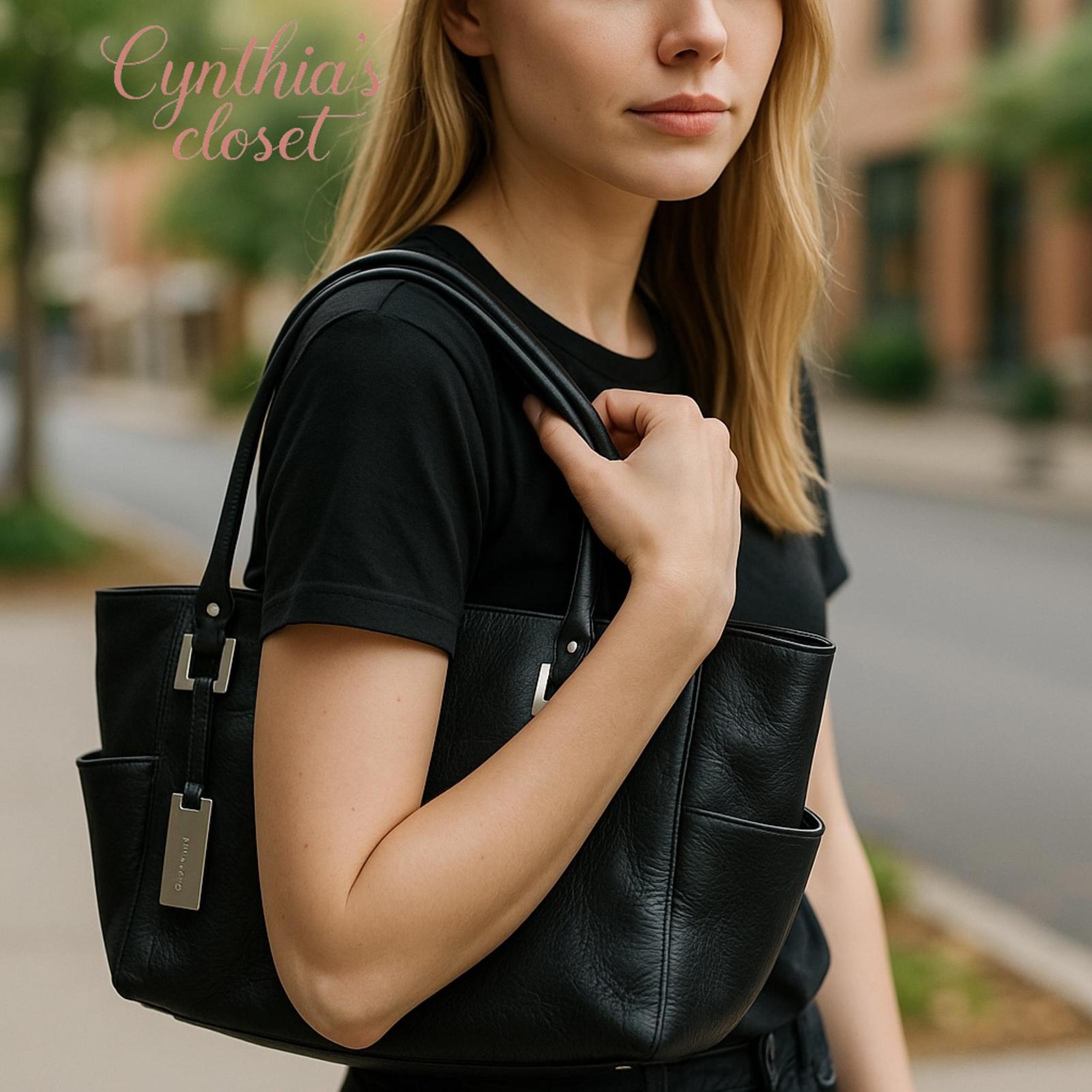 *Calvin Klein Carry-all Hobo Tote Super Soft Black Pebbled Leather Vintage