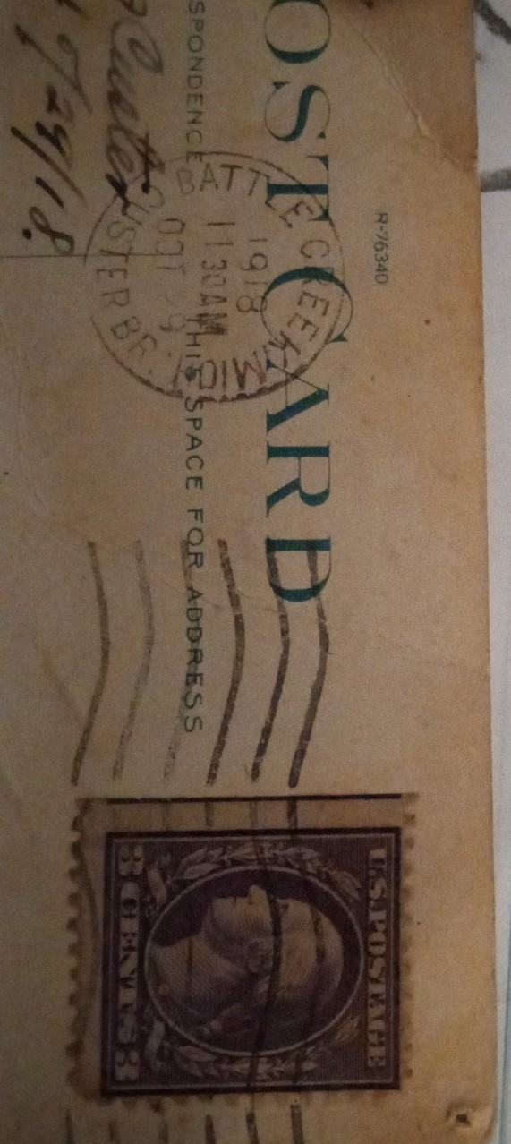 1918 post card and 3cent stamp