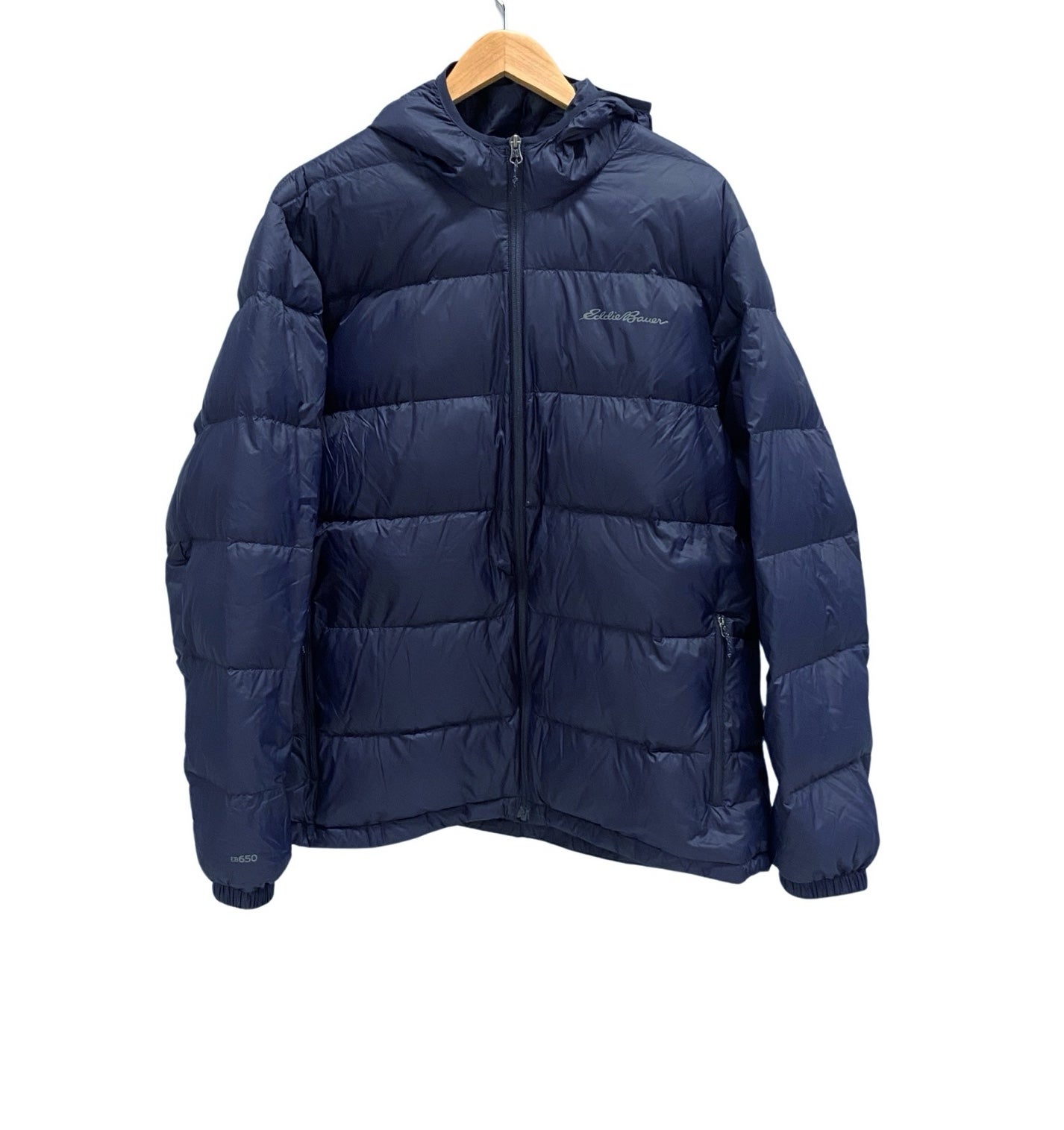 Eddie Bauer | Men’s Wide Channel Hooded Down Jacket EB650, Size XXL, Navy Blue
