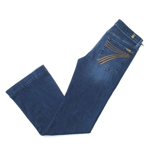 7 For All Mankind Dojo in Rise Tailorless Flare Stretch Jeans 30 x 31 ½
