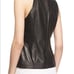 Cusp Neiman Marcus Leather Halter neck Blouse Sz S Fringe Black Boho Biker