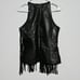 Cusp Neiman Marcus Leather Halter neck Blouse Sz S Fringe Black Boho Biker