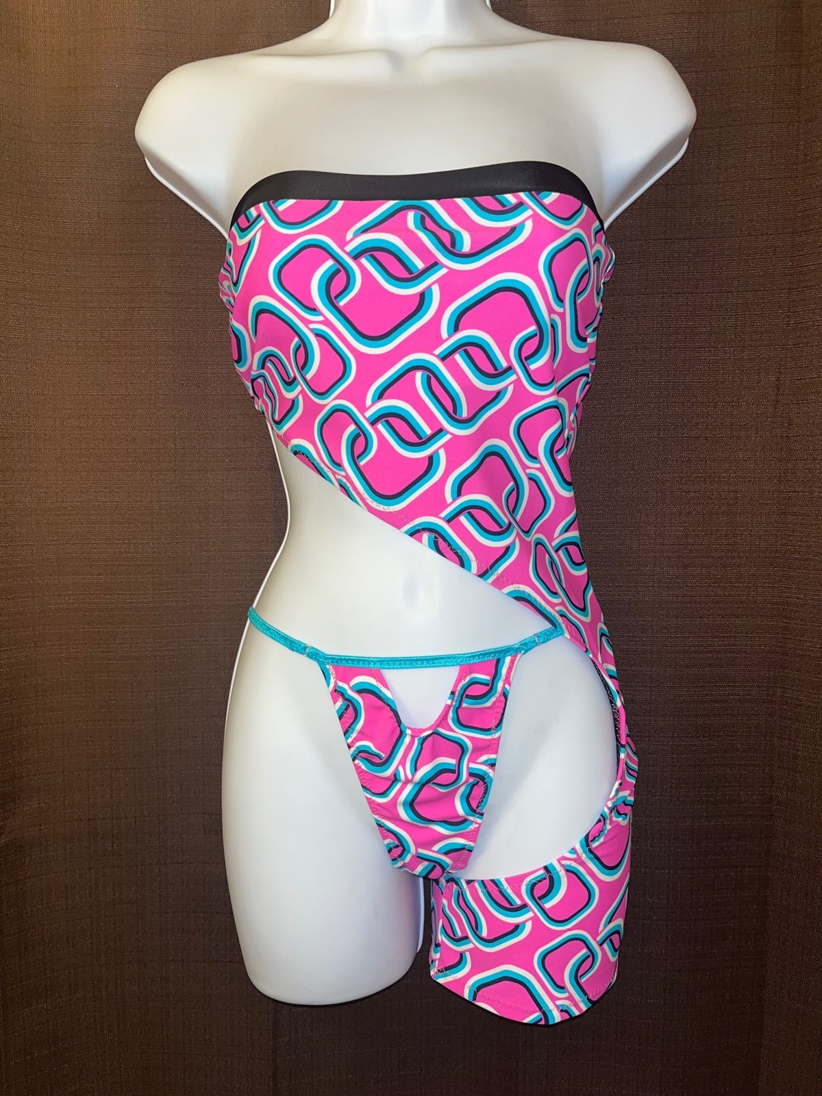 Exotic Dancewear Rave Outfit Handmade Tube Top Bodysuit & Thong M/L