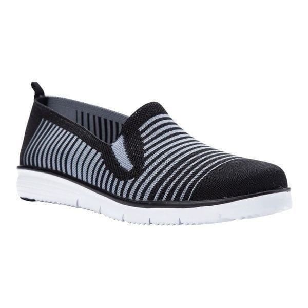 Propet Women’s Travel Fit Black/Grey Knit Mesh Slip On Sneaker Size 6 1/2 N