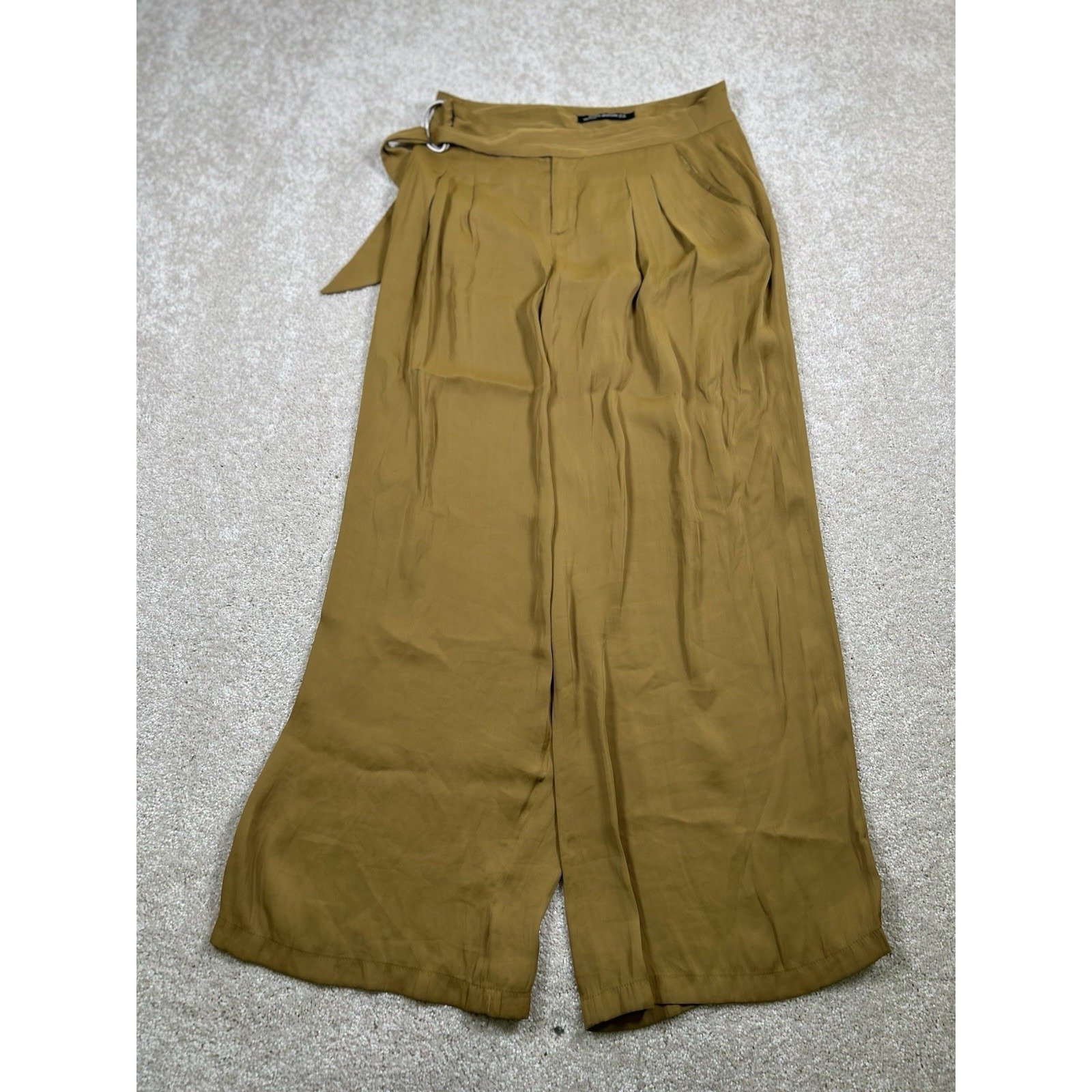 Zara Woman Size 5 Brown Wide Leg Cropped Pull On Pants