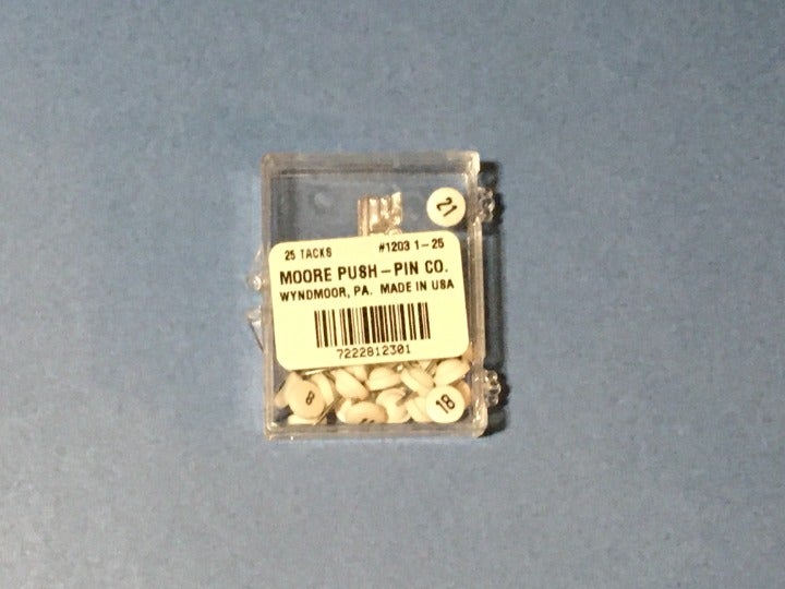 Moore Numbered Map Tacks (Numbers 1-100)