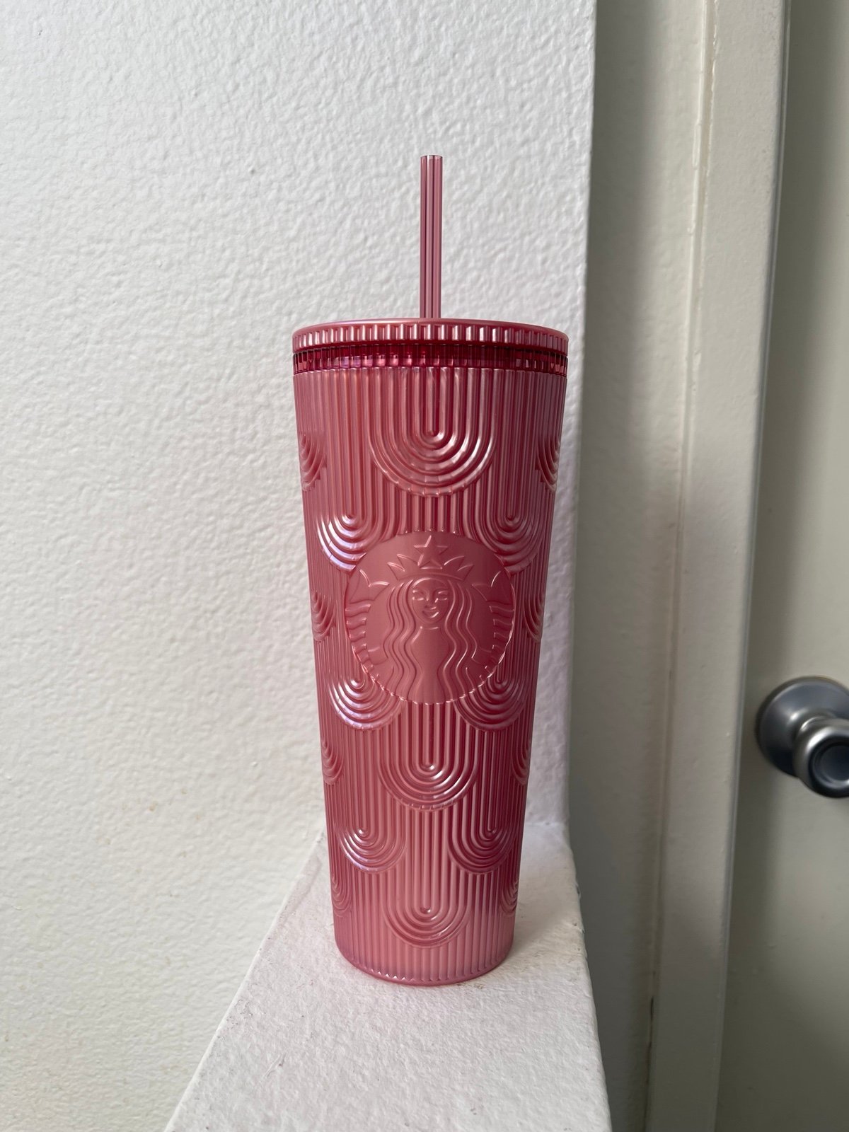 Starbucks Fall Pink Shimmer Shell Mermaid Scales Cold Cup Tumbler