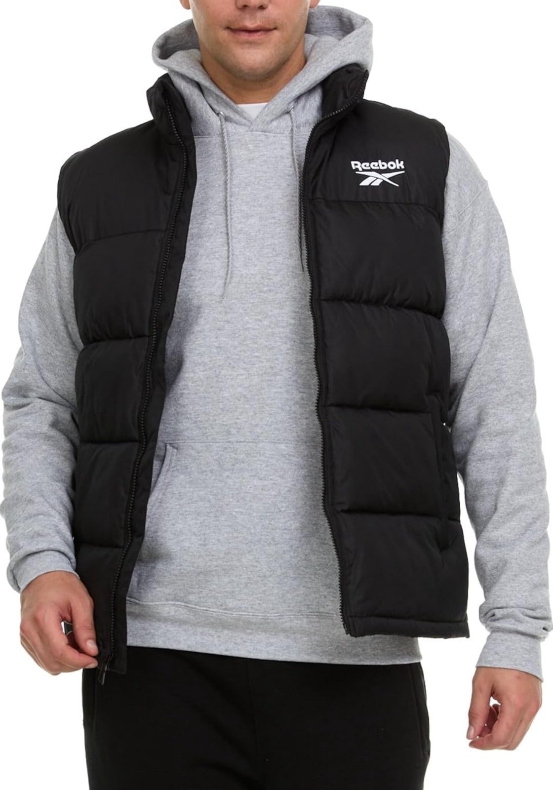 New Reebok Men’s Full Zip Puffer Vest, (Black) Size Large (NWT)