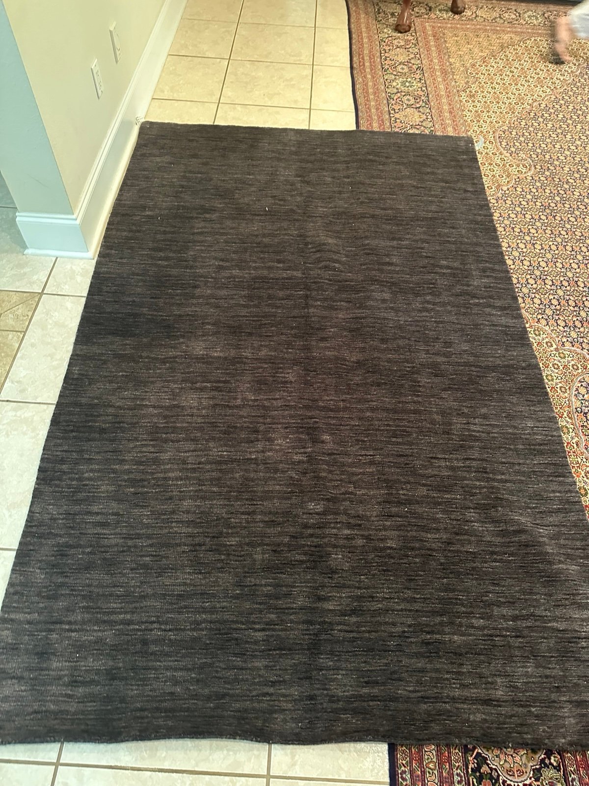 Charcoal 100% Handmade Wool Rug 5 x 8