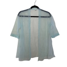 SEARS Vintage 1960s Women's Blue Green Sheer Lace Nylon Intimate Robe Size Small