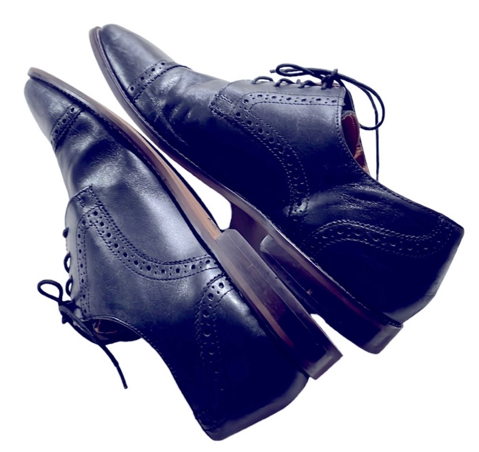 Florsheim Men's Black Leather Cap Toe Oxfords - Size 13 D