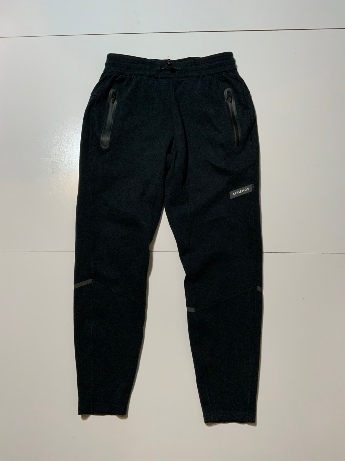 Legends Black Performance Tech Gym Workout Training Tapered Track Pants