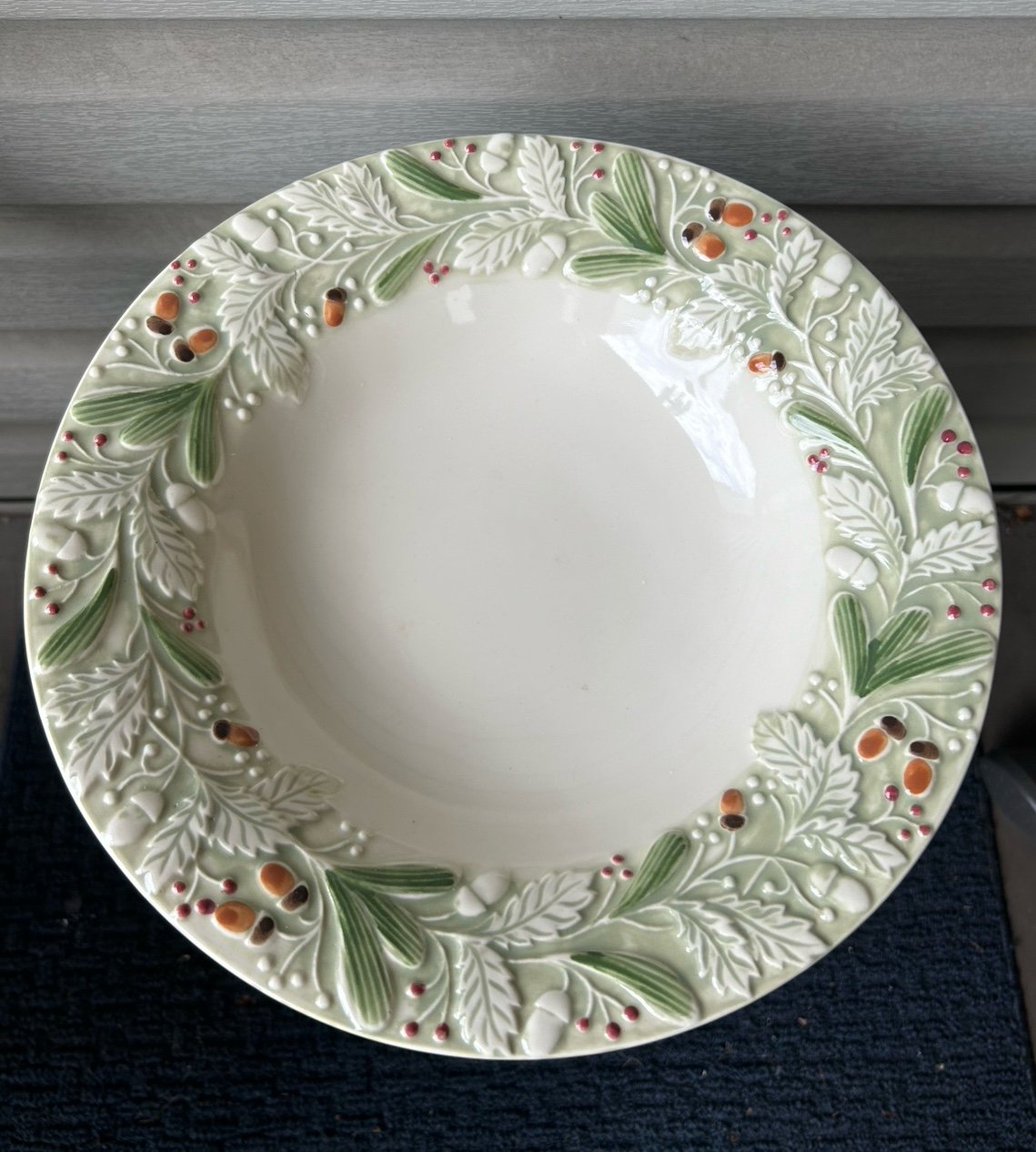 Vintage Hartstone Pottery Winter Garden Large Stoneware Serving Bowl 12”