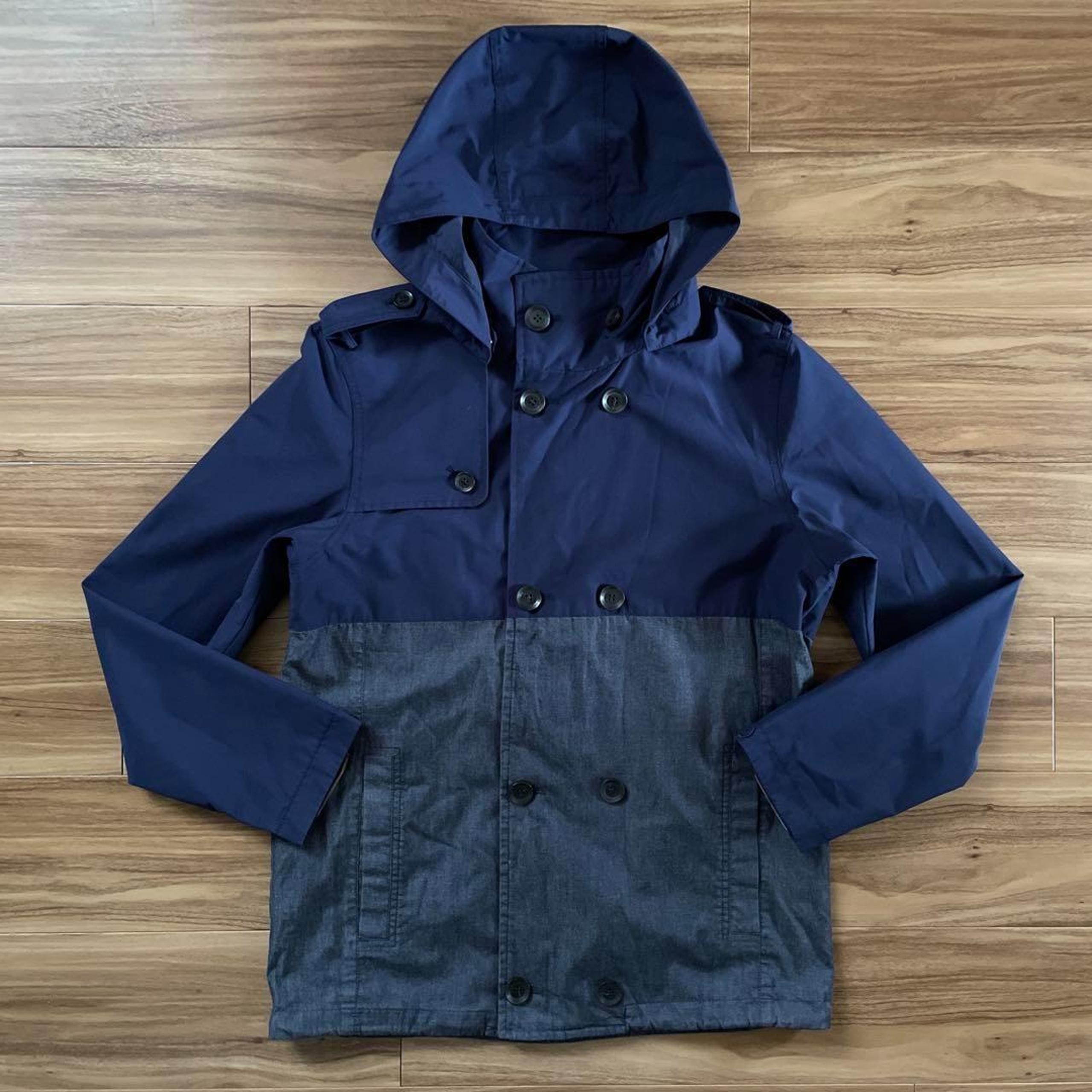 XL North Face Navy Gray Double Trench Coat Jacket Parka
