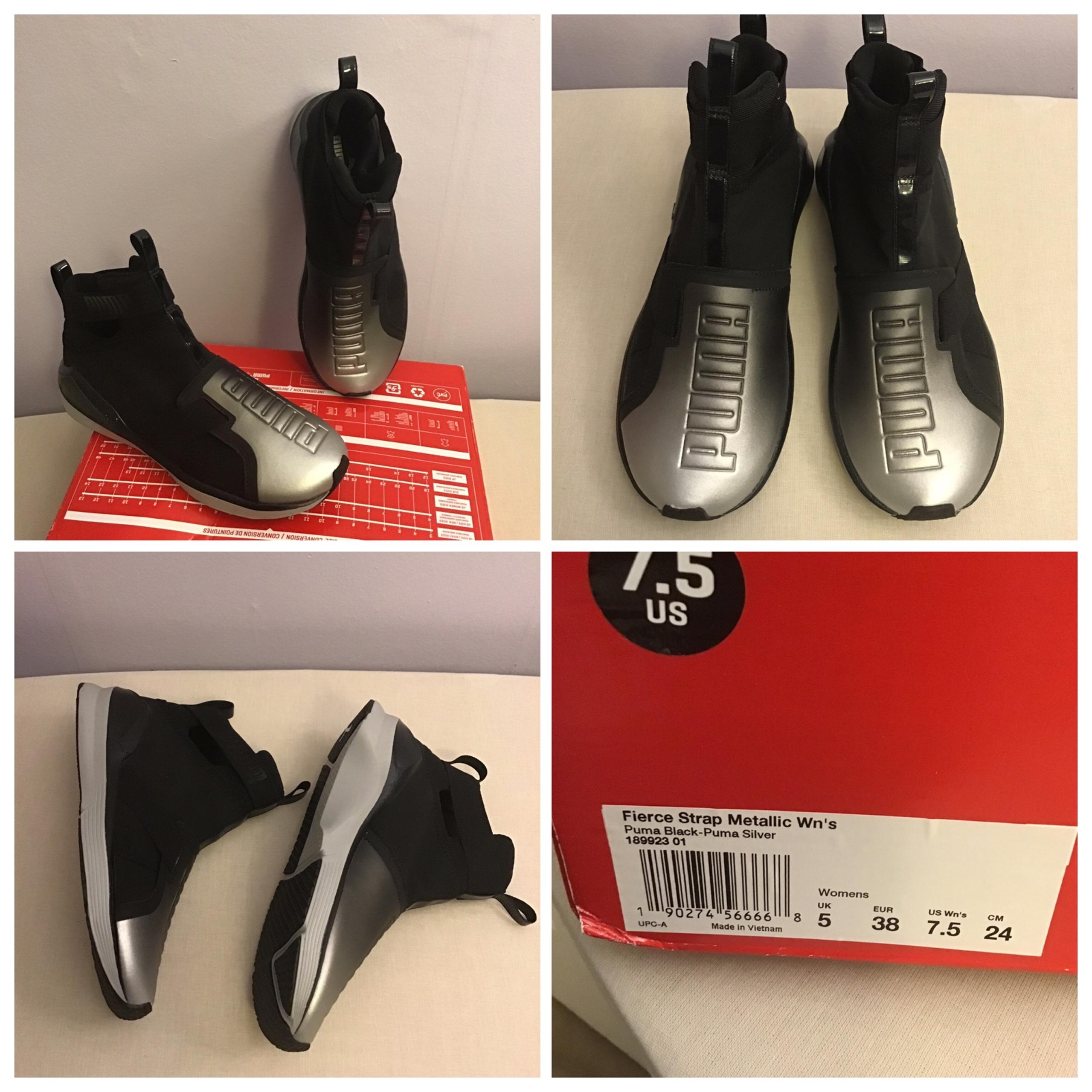 NEW in box Puma Fierce Strap Metallic Black Shoes size 7.5