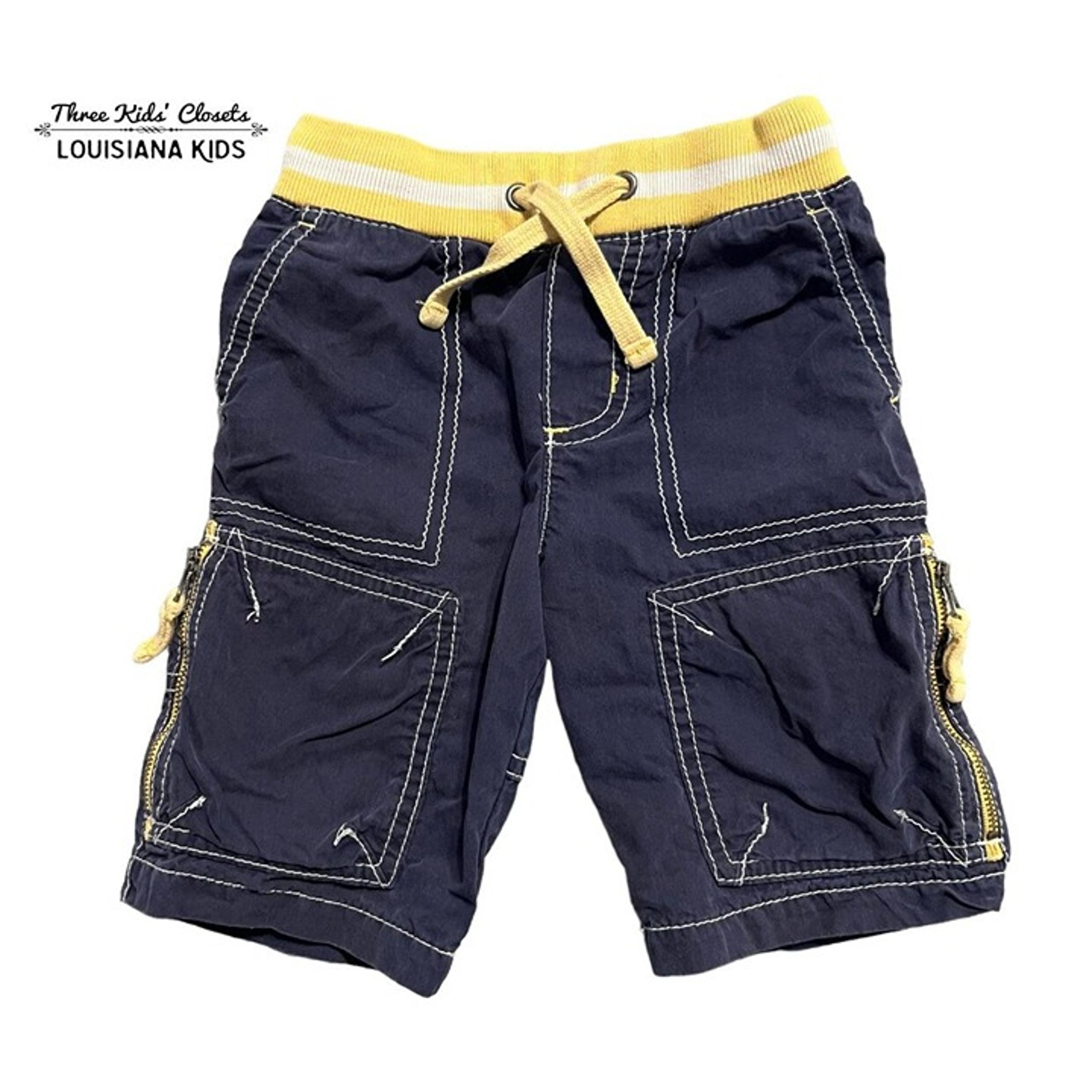 Mini Boden 2Y Navy & Yellow Techno Shorts
