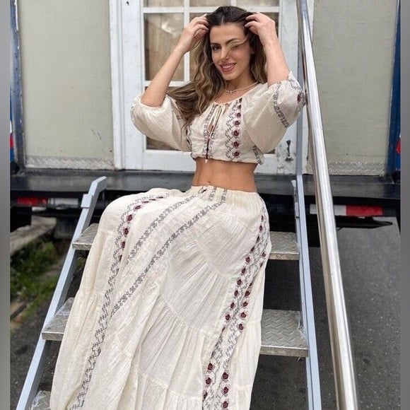 New Zara 89 Long Embroidered Boho Skirt 5107/051 XS - S Extra Small - Small
