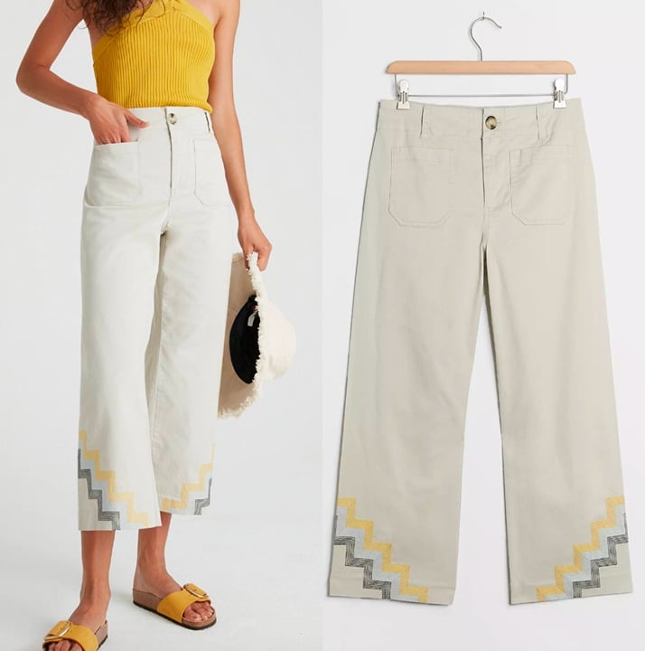 ANTHROPOLOGIE Hallee Embroidered Wide-Leg Pants Size 2