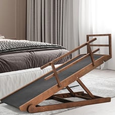 Large-Brown 55.1'' long Adjustable Folding Pet Ramp, Upgrade Rubber Pet Steps