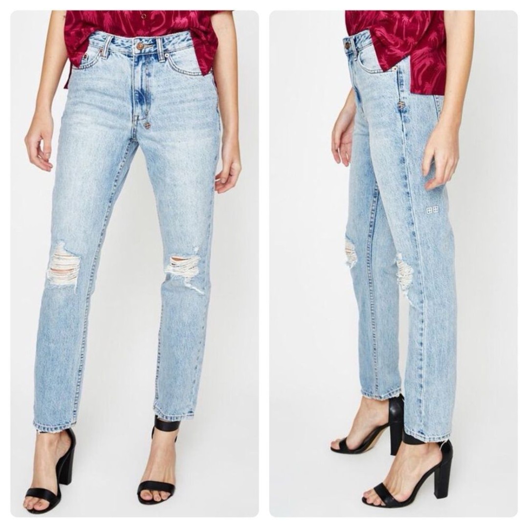 KSUBI Slim Pin Placid Plush Distressed Straight Leg Jeans Size 29