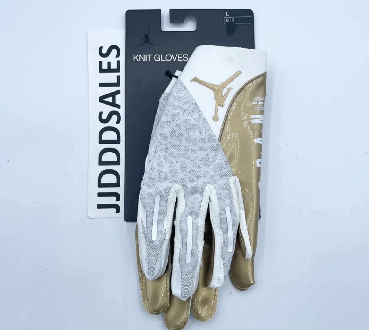 Nike Air Jordan Vapor Knit 4.0 Football Receiver Gloves White Gold Men’s Large