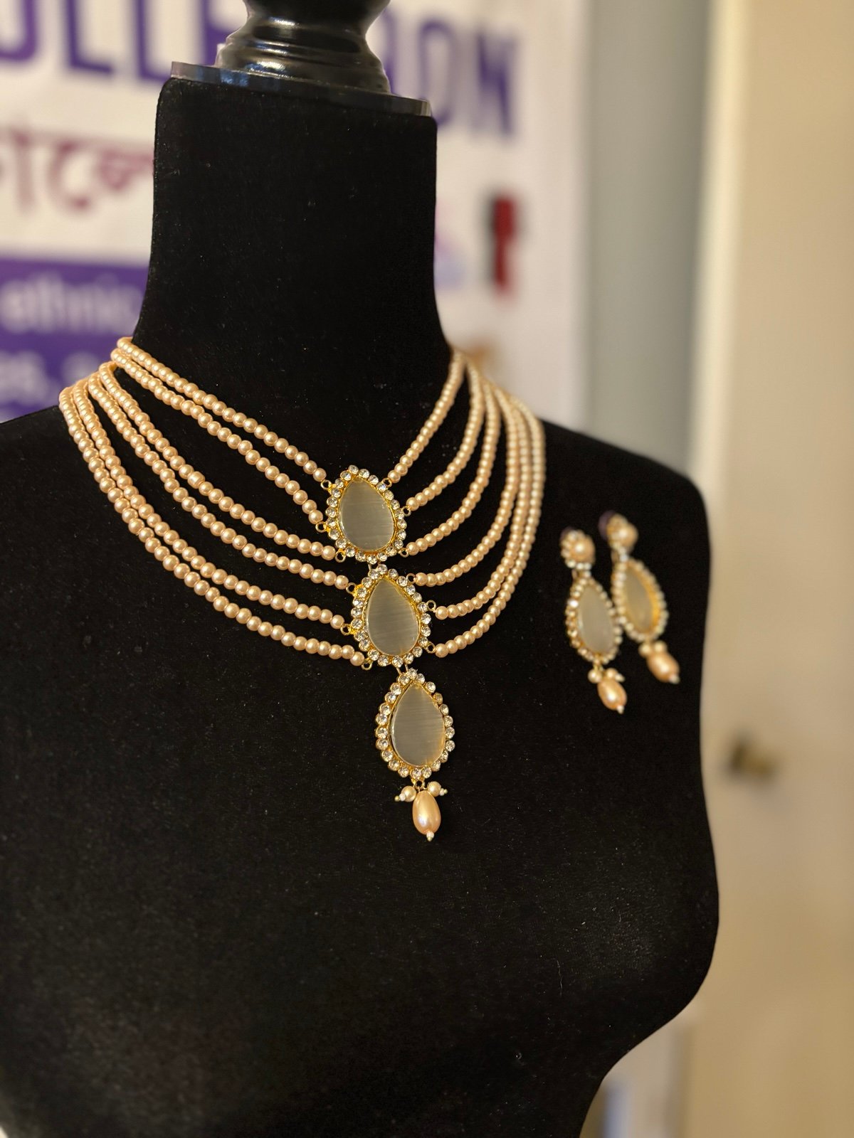 Indian Elegant Gold and Red Necklace Set