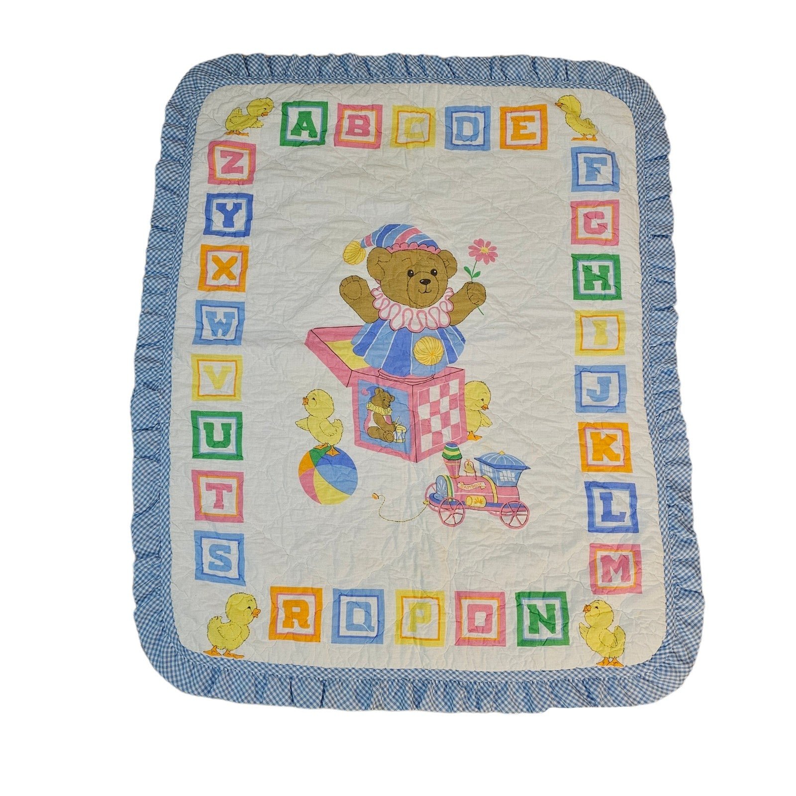 Vintage Unisex Alphabet Jack In The Box Baby Blanket