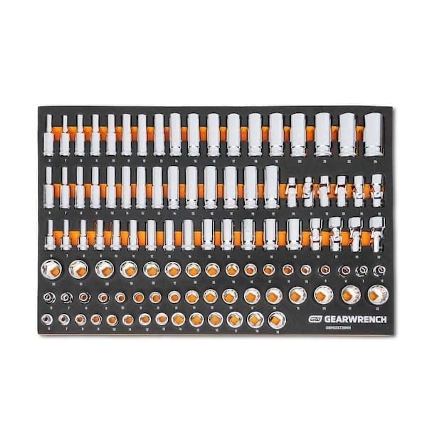 GEARWRENCH 104 Piece 3/8” Drive Master Metric Socket Set in Foam Storage Tray