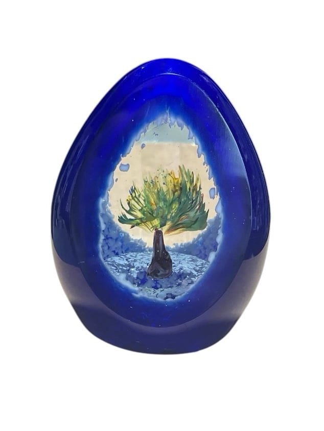 Hand blown glass paperweight