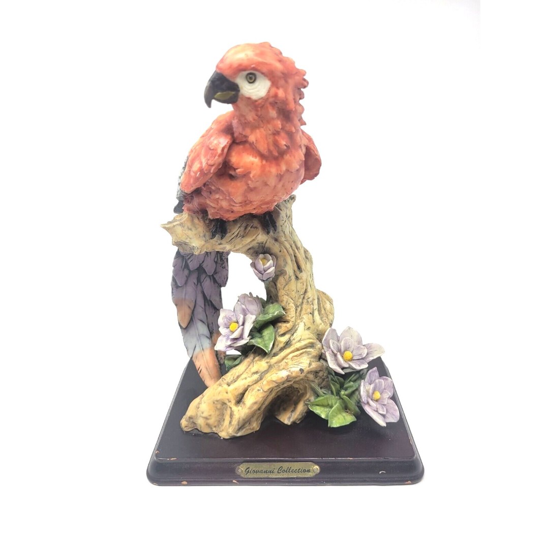 Giovanni Collection Resin Cast Parrot Figurine 11.5 - Vintage Italian Sculpture