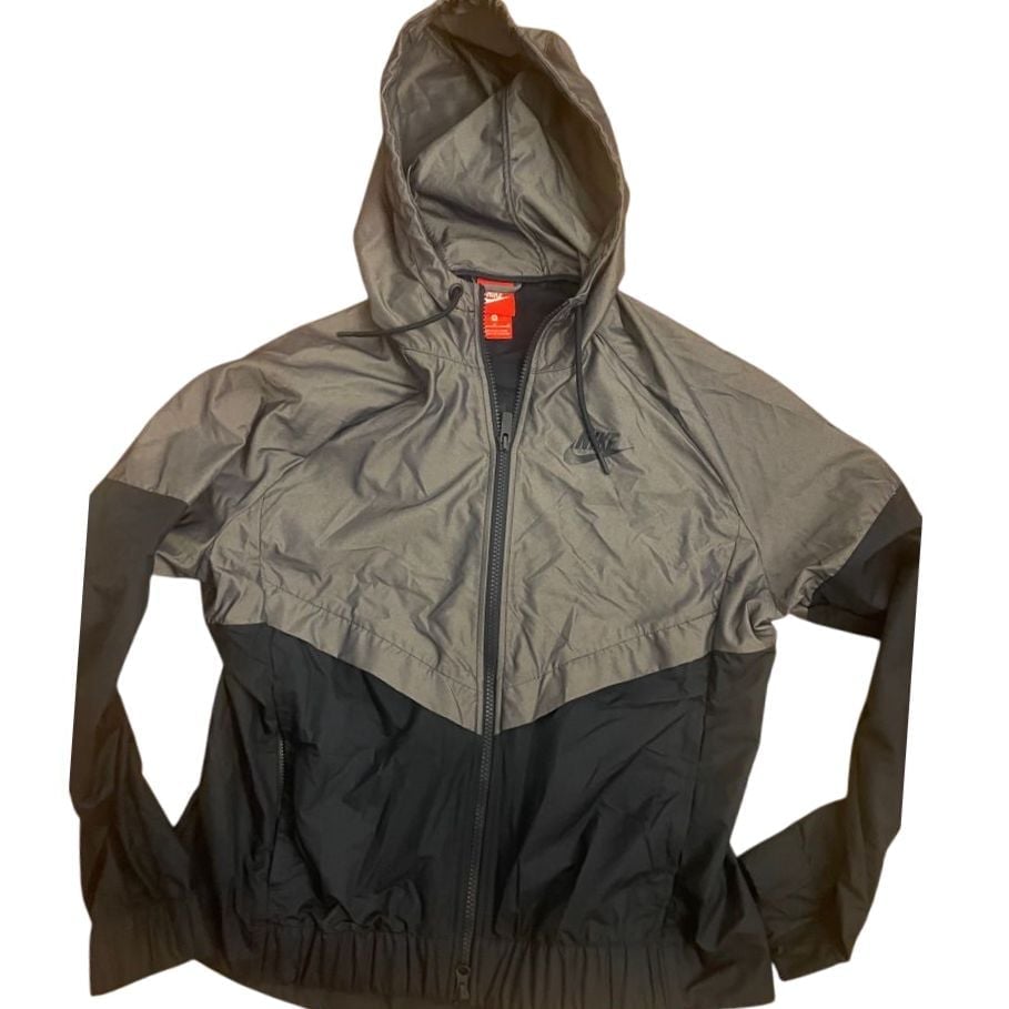 Nike Y2K Vintage Hooded Windbreaker Women's medium Red Tag Swoosh black gray