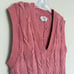 Vintage Talbots Pink Cable Knit Sweater Vest Size L Cotton Preppy Made in USA