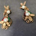 Antique filigree pearl and rhinestone earrings
