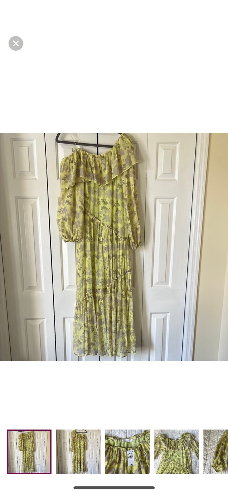 Astr yellow and grey floral off the shoulder dress NWT size med
