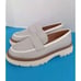 Linea Paolo Minka Loafers Light Grey Leather Classic Shoes Size 8.5 Women's