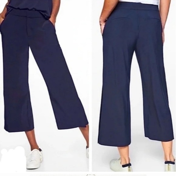 Athleta Tribeca Wide Leg Crop Pant Size 0 en Navy Blue