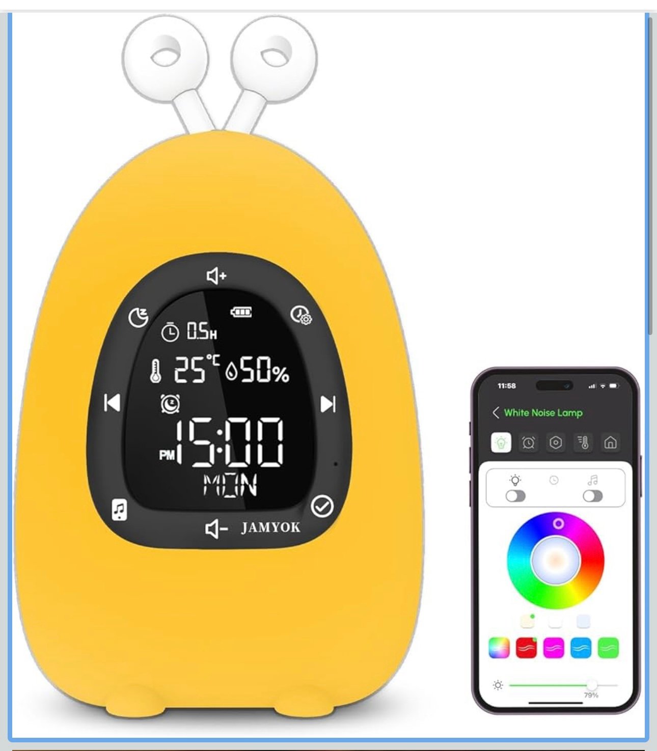 Sunrise Alarm Clock Wake Up Light, White Noise Sound Machine with 20 Soothing