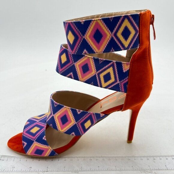 FSJ Orange Hot Open Toe Strappy High Heel Sandals Dress Shoes for Party Wedding