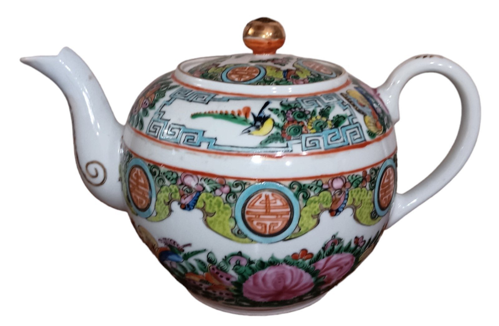 Vintage Rose Medallion Teapot With Lid