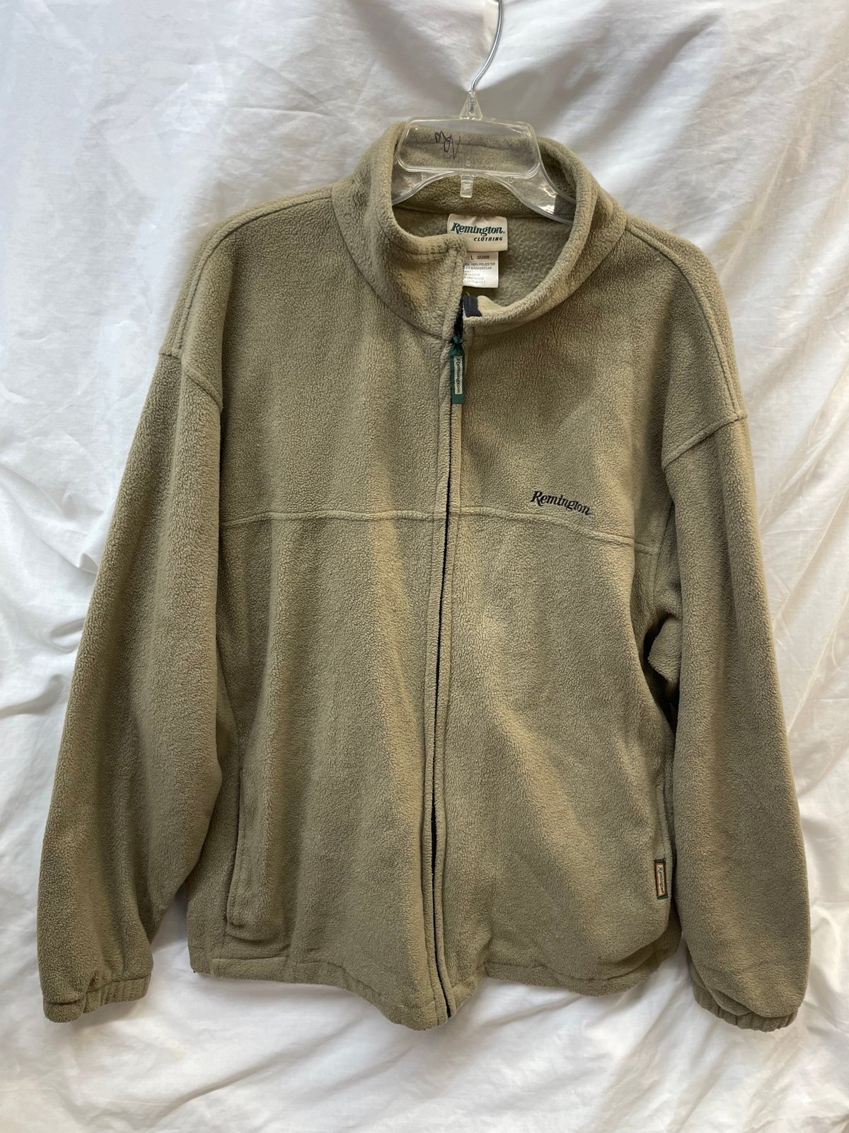 Remington green zip front Fleece Jacket men sz L