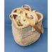 Free Ship Jute Bag Woven Sisal Orange Vintage '70s Leather Straps Tote Purse