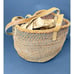 Free Ship Jute Bag Woven Sisal Orange Vintage '70s Leather Straps Tote Purse