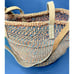 Free Ship Jute Bag Woven Sisal Orange Vintage '70s Leather Straps Tote Purse